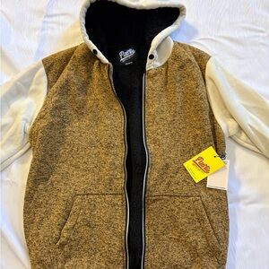 Public Supply Co NYC Sherpa Varsity Jacket M NWT Deadstock Tan Cream Retro